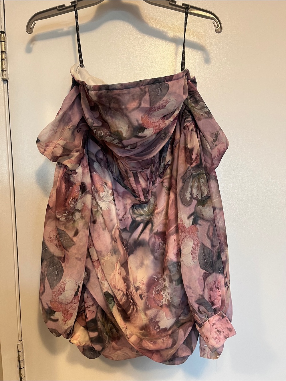 Floral Off-Shoulder Mini Dress in Mauve and Pink
